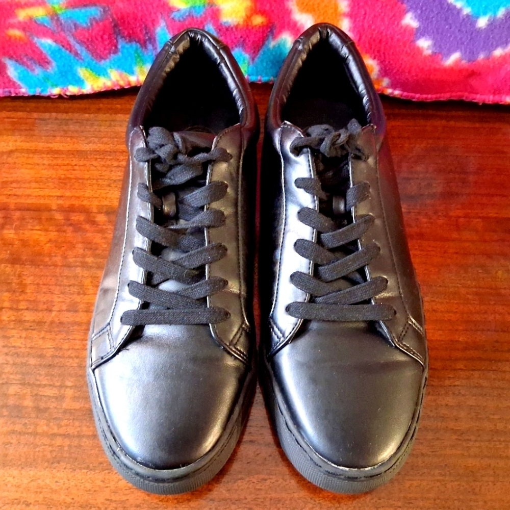 Kurt Geiger Black Leather Casual Sneakers Mens Tennis Shoes Size 8 US